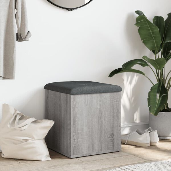 vidaXL Panca Portaoggetti Grigio Sonoma 42x42x45 cm Legno Multistrato