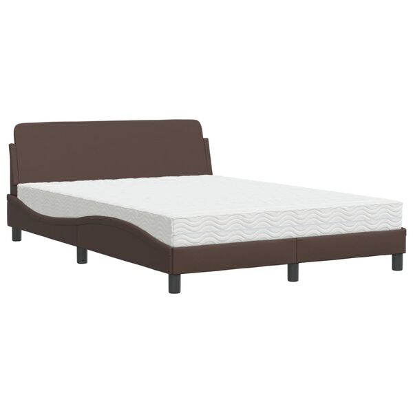 vidaXL Letto con Materasso Dover Marrone 140x190cm in Similpelle