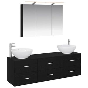 vidaXL Set di mobili per il bagno 4 pz Rovere Nero
