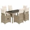 vidaXL Set Bistr&ograve; da Giardino 7 pz con Cuscini in Polyrattan Marrone