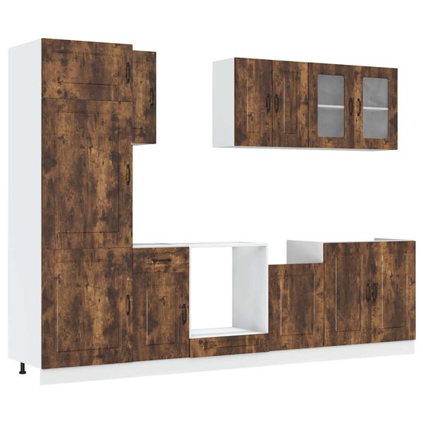 vidaXL Set Mobili da Cucina 8 pz Kalmar Rovere Fumo Legno Multistrato