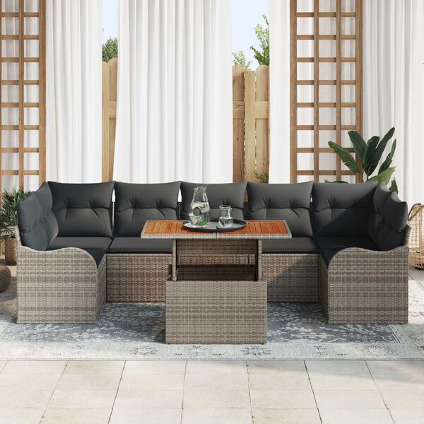 vidaXL Set Divano da Giardino 8 pcs Grigio Poly Rattan