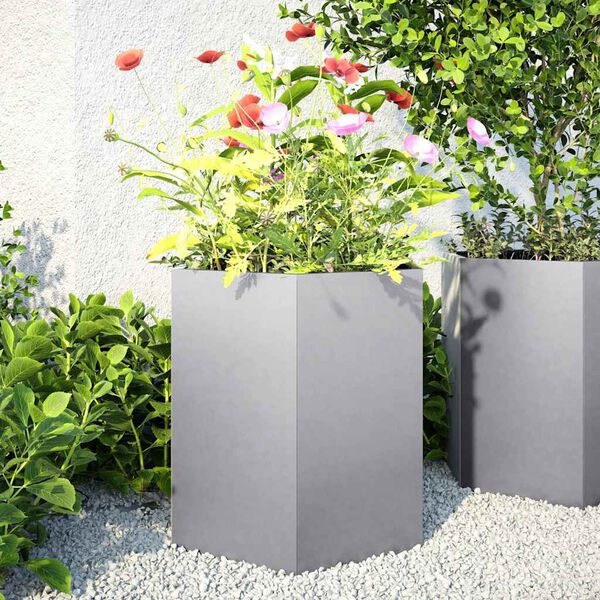 vidaXL Fioriere da Giardino 2 pz Esagono 46x40x45cm Acciaio Zincato