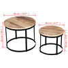 vidaXL Tavolini da Salotto 2 pz Tondi Legno Grezzo di Mango 40cm/50cm