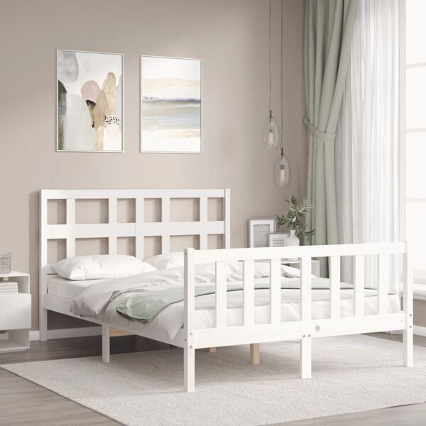 vidaXL Letto senza Materasso Bianco 140x190 cm Legno Massello di Pino