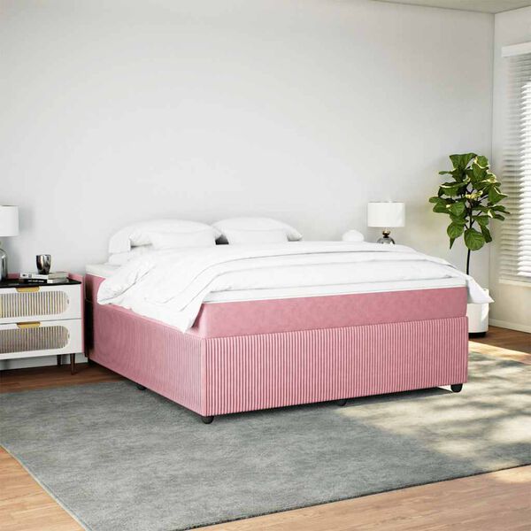 vidaXL Giroletto a Molle con Materasso Rosa 180x200 cm in Velluto