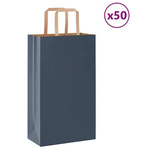 vidaXL Sacchetti di Carta 50 pz con Manici Blu 21x11x36 cm
