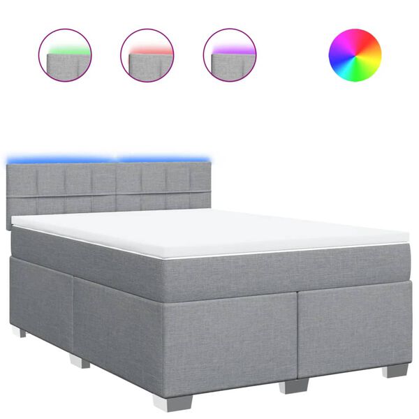 vidaXL Giroletto a Molle con Materasso Grigio Chiaro160x200 cm Tessuto