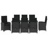 vidaXL Set da Pranzo per Giardino con cuscino 9 pcs Nero polyrattan