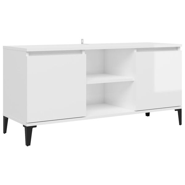 vidaXL Mobile TV con Gambe in Metallo Bianco Lucido 103,5x35x50 cm
