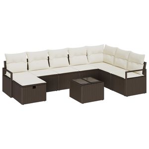 vidaXL Set di divani con cuscino Marrone e Crema polyrattan