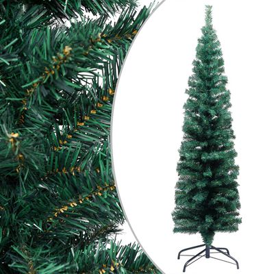 vidaXL Albero di Natale Sottile Preilluminato con Supporto Verde 150cm