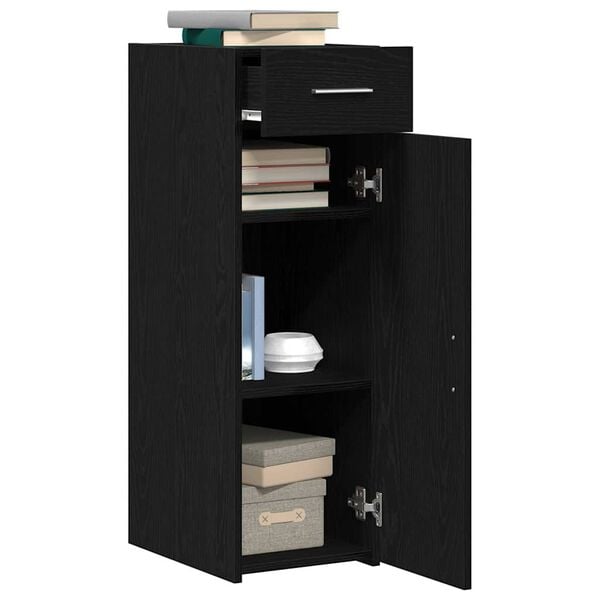 vidaXL Credenza con cassetto Rovere Nero 30 x 42,5 x 93 cm