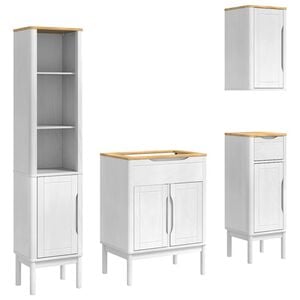 vidaXL Set di mobili per il bagno FLORO 4 pz Bianco