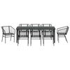 vidaXL Set da Pranzo per Giardino 9 pcs Nero polyrattan