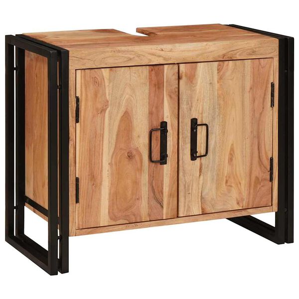 vidaXL Armadio sottolavello con porta Marrone Legno di Acacia Massello