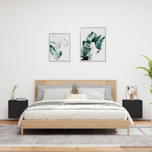 vidaXL Mobili TV a Parete 2pz Neri 40,5x30x40 cm in Legno Multistrato