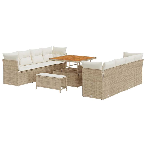 vidaXL Set Divano da Giardino 11 pcs Beige polyrattan