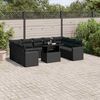 vidaXL Set Divani da Giardino 10pz con Cuscini in Polyrattan Nero