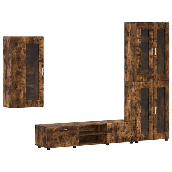 vidaXL Set mobile TV con cassetto FLORIN Rovere fum&eacute; Legno multistrato