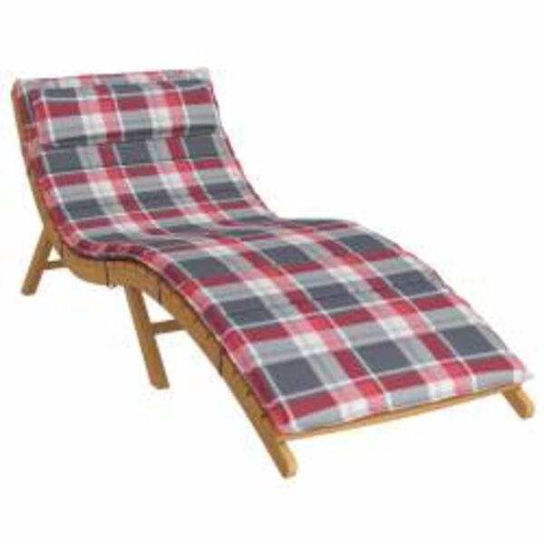 vidaXL Cuscino per Lounger Sole Plaid Rosso e grigio 178 x 60 x 4 cm