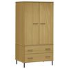 vidaXL Armadio Gambe Metallo Marrone 90x55x172,5cm Legno Massello OSLO