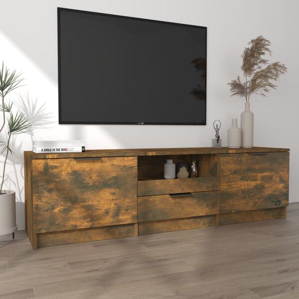 vidaXL Mobile TV Rovere Fumo 140x35x40 cm in Legno Ingegnerizzato