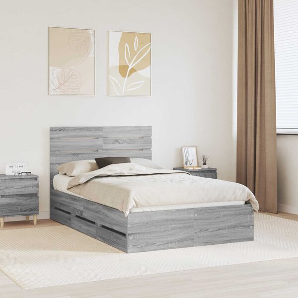 vidaXL Struttura del letto con cassetto Grigio Sonoma 120 x 190 cm