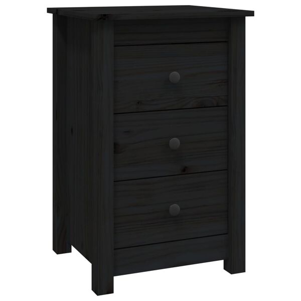 vidaXL Comodini 2 pz Nera 40x35x61,5 cm in Legno Massello di Pino