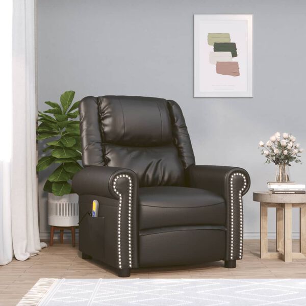 vidaXL Poltrona Reclinabile Nera in Similpelle Lucida