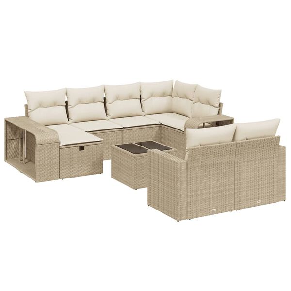 vidaXL Set Divani da Giardino 11 pz con Cuscini Beige in Polyrattan
