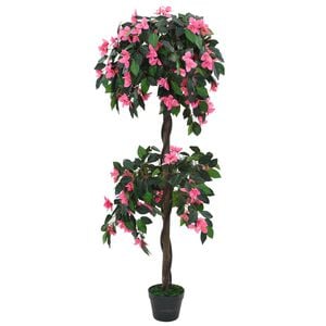 vidaXL Pianta Artificiale di Rododendro con Vaso 155 cm Verde e Rosa