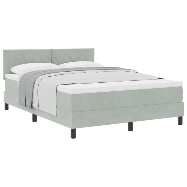 vidaXL Letto a molle con materasso Grigio chiaro 140 x 190 cm Velluto