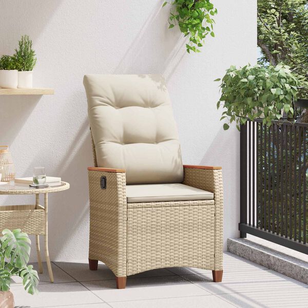 vidaXL Sedia da giardino reclinabile Beige e Crema 64 x 57,5 x 112 cm