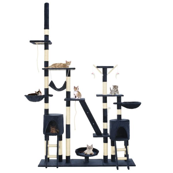 vidaXL Albero per Gatti con Tiragraffi in Sisal 230-250 cm Blu