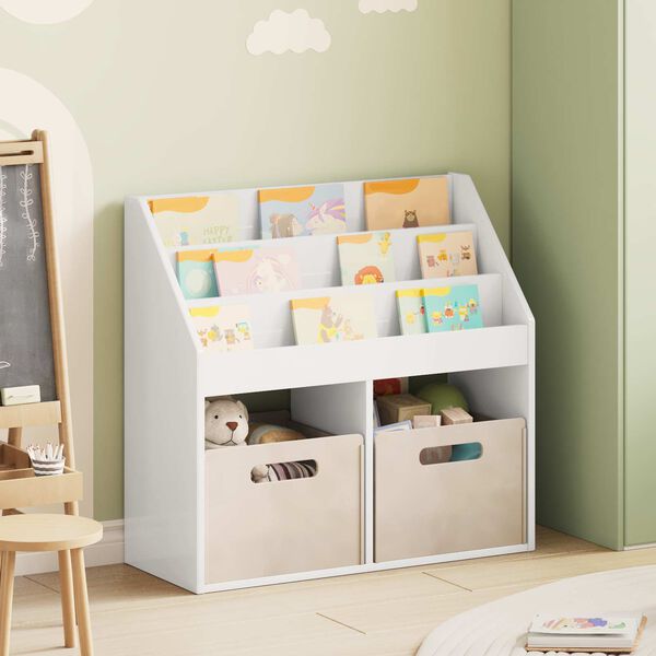 vidaXL Libreria per Bambini Bianco Lucido 72,5 x 29,5 x 69 cm