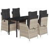 vidaXL Set Pranzo da Giardino 5pz con Cuscini Grigio Chiaro Polyrattan