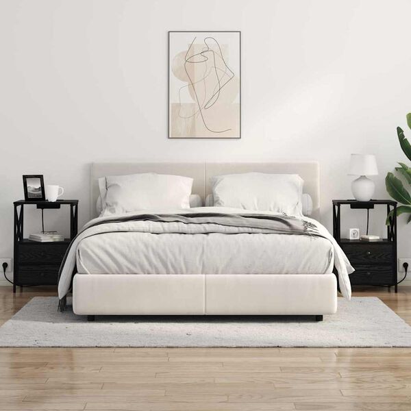 vidaXL Armadio da Notte con cassetto 2 pcs Rovere Nero 40 x 31 x 60 cm