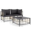 vidaXL Set Divani da Giardino 3 pz con Cuscini Antracite in Polyrattan