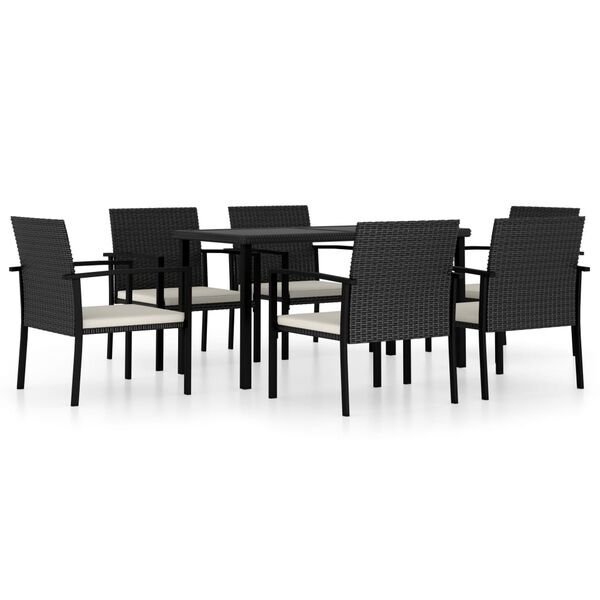 vidaXL Set da Pranzo da Giardino 7 pz in Polyrattan Nero