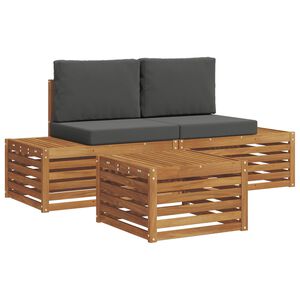 vidaXL Set di divani da esterno Naturale e Antracite 59 x 59 x 37 cm