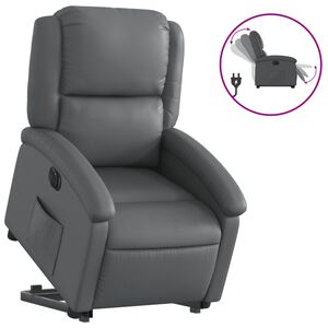 vidaXL Poltrona Alzapersona Reclinabile Grigio in Similpelle