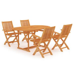 vidaXL Set da Pranzo da Giardino 5 pz in Legno Massello di Teak
