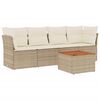 vidaXL Set Divano da Giardino 5 pz con Cuscini Beige in Polyrattan