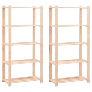 vidaXL Scaffali a 5 Livelli 2 pz 80x38x170 cm Massello Pino 250 kg