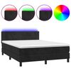 vidaXL Letto a Molle con Materasso e LED Nero 140x200 cm in Velluto