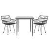 vidaXL Set da Pranzo da Giardino 3 pz Nero in Polyrattan