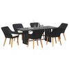 vidaXL Set da Pranzo per Giardino con cuscino 7 pcs Nero polyrattan