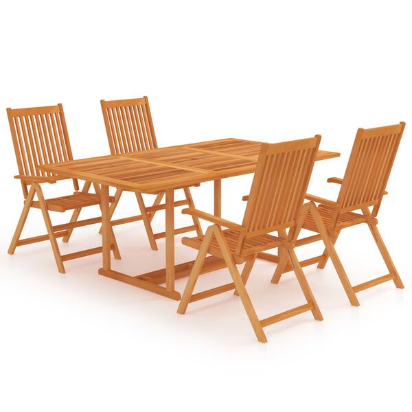 vidaXL Set da Pranzo da Giardino 5 pz in Legno Massello di Teak