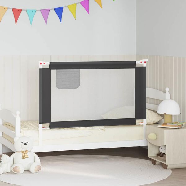 vidaXL Sponda Letto Sicurezza Bambini Grigio Scuro 120x25 cm Tessuto